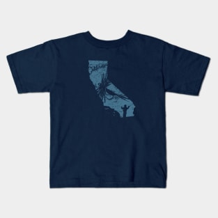 California Distressed Fly Fishing State Map Kids T-Shirt